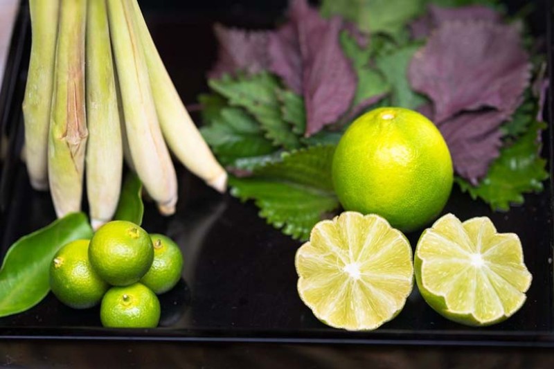 làm trắng da bằng lá tía tô và chanh sả gừng