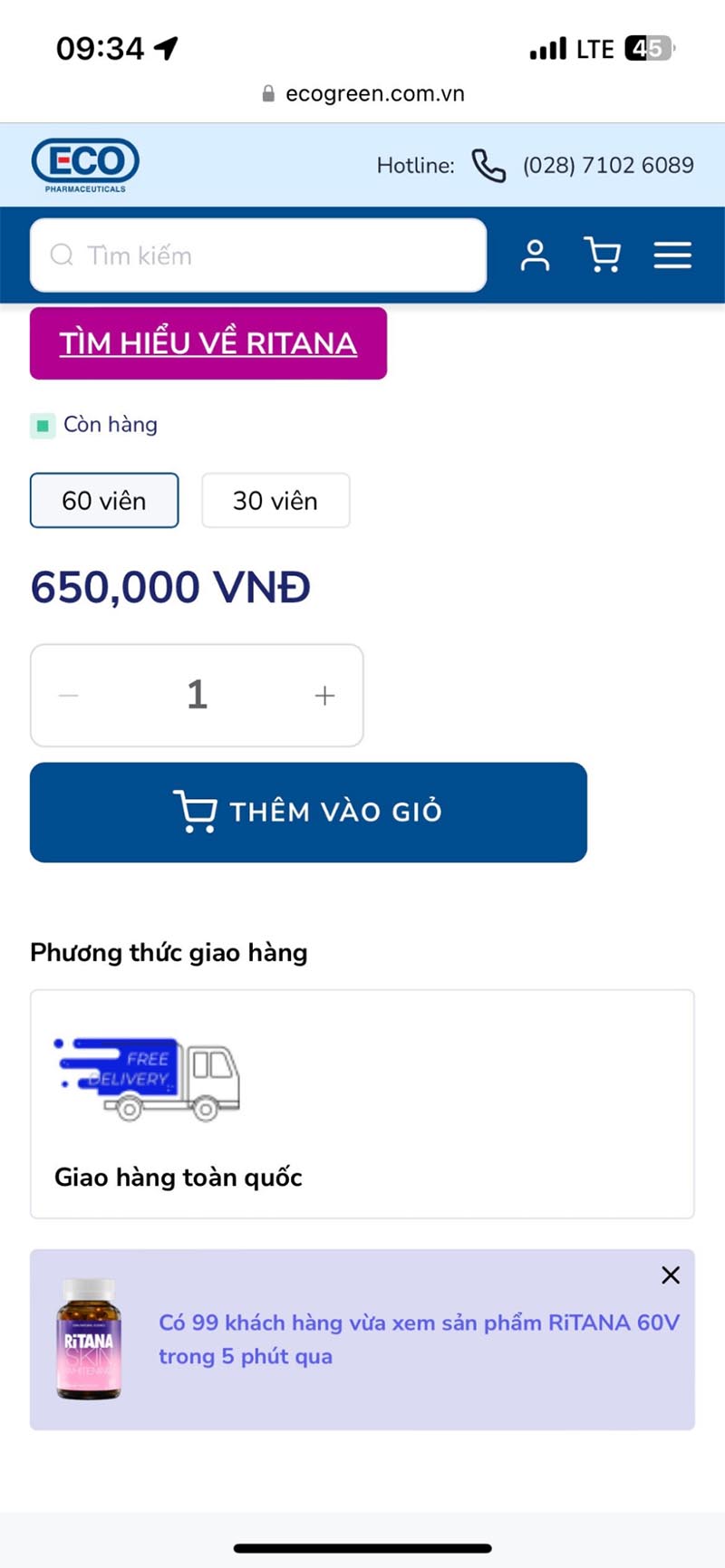 Hướng dẫn cách mua hàng Ritana