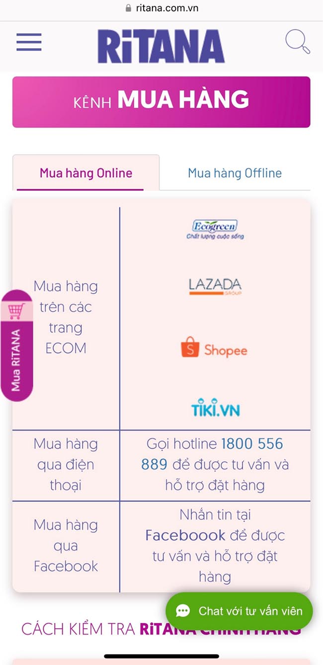 Hướng dẫn cách mua hàng RiTANA