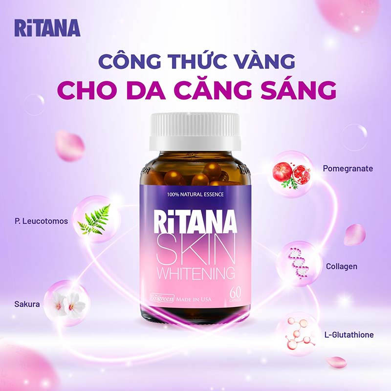 2 viên RiTANA mỗi ngày hỗ trợ làm sáng và đều màu da từ bên trong