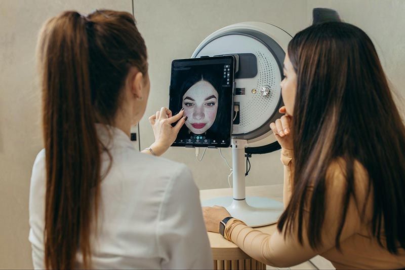 bác sĩ chẩn đoán tình trạng rối loạn sắc tố