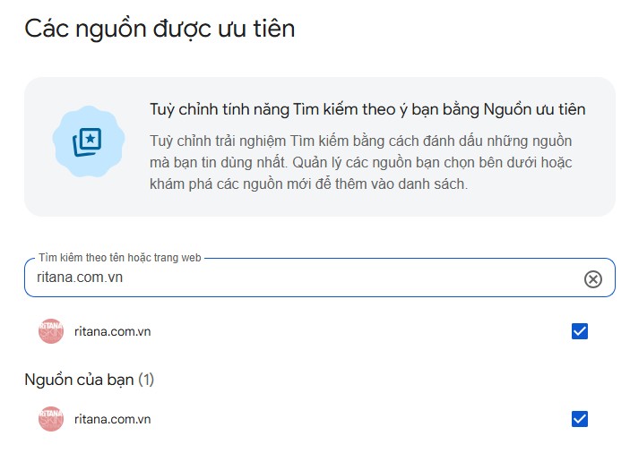 ritana trên google